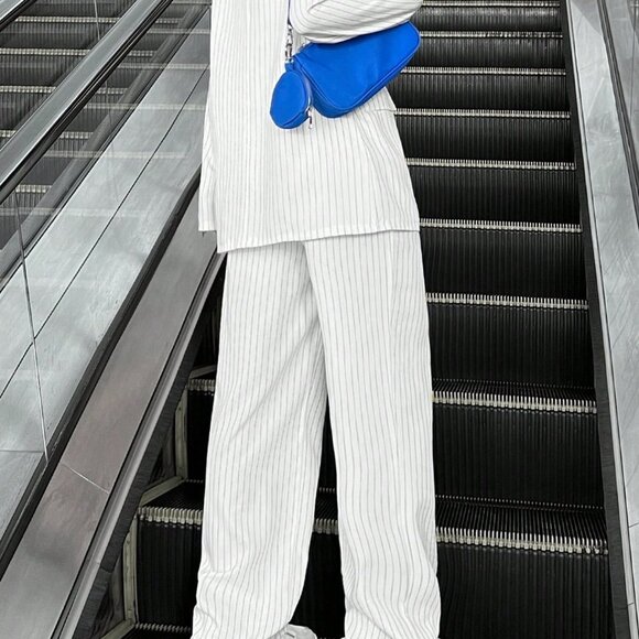 White Preppy Womens Striped Suit Jacket, Vest And Pants - Picture 3 of 5